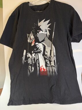 Ripple Junction Black Naruto Shippuden Logo Tee with White Print